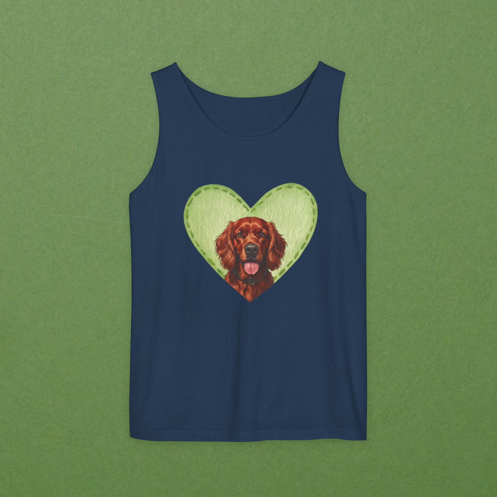 Irish Setter Green Felt Heart Unisex Tank