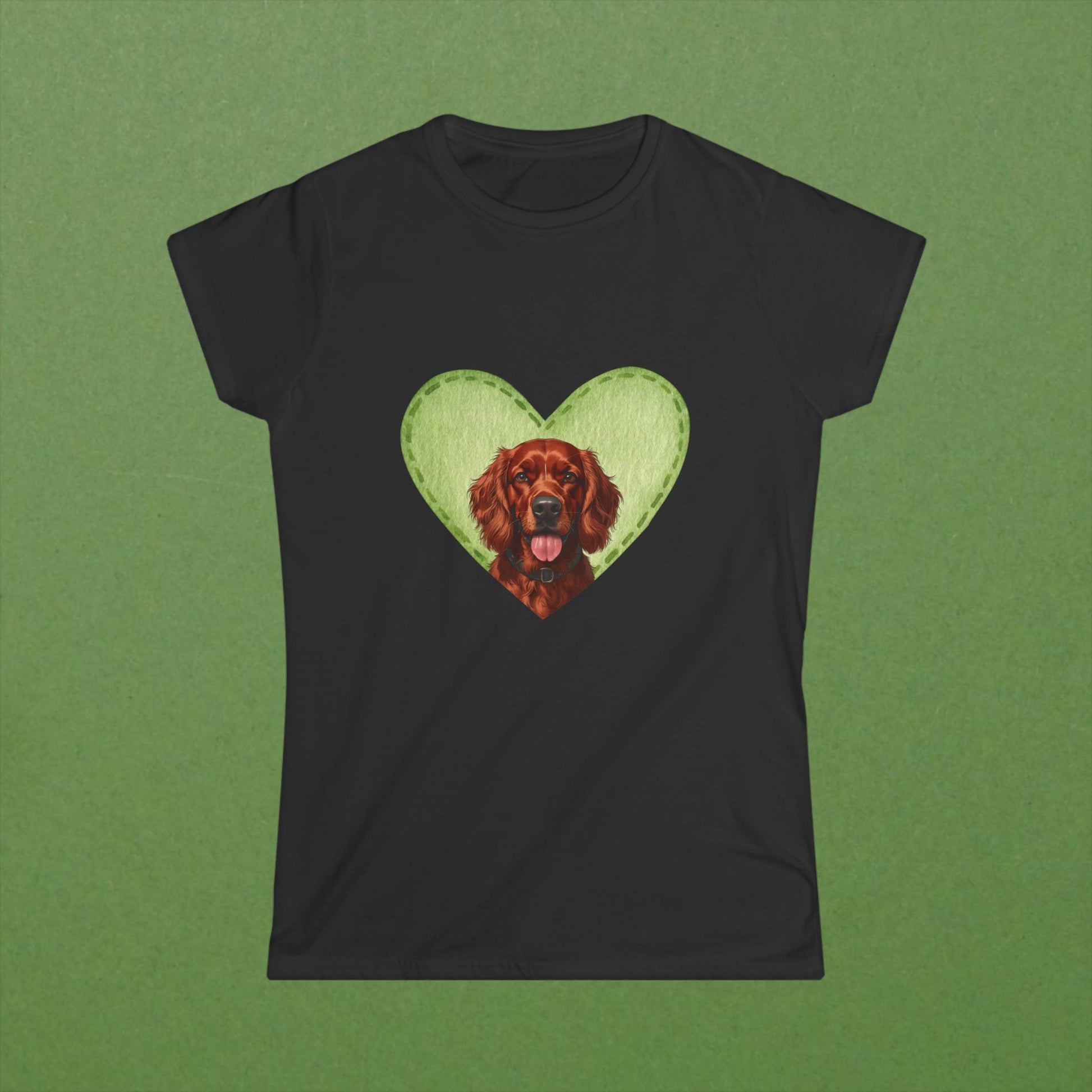 Irish Setter Green Felt Heart Tee