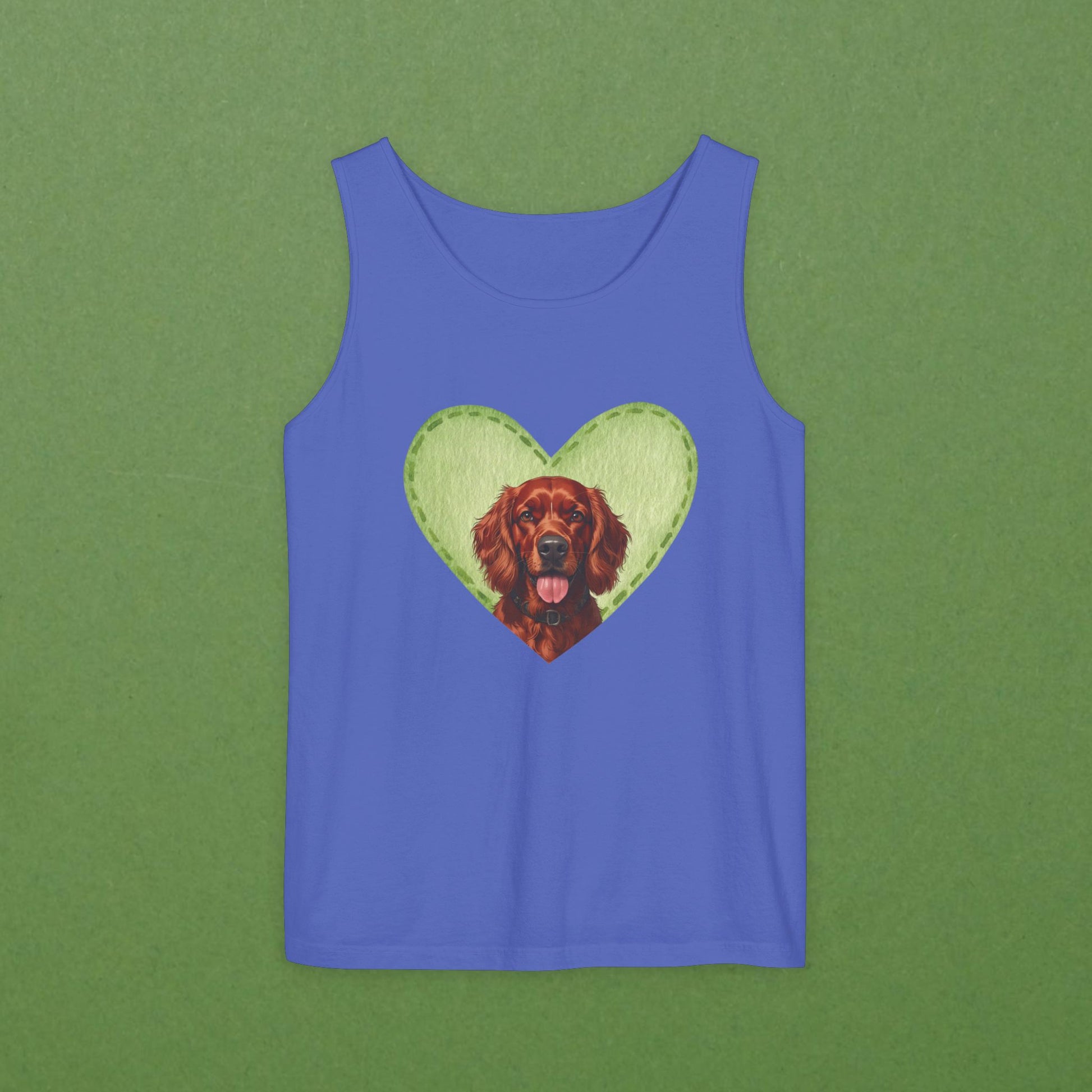 Irish Setter Green Felt Heart Unisex Tank
