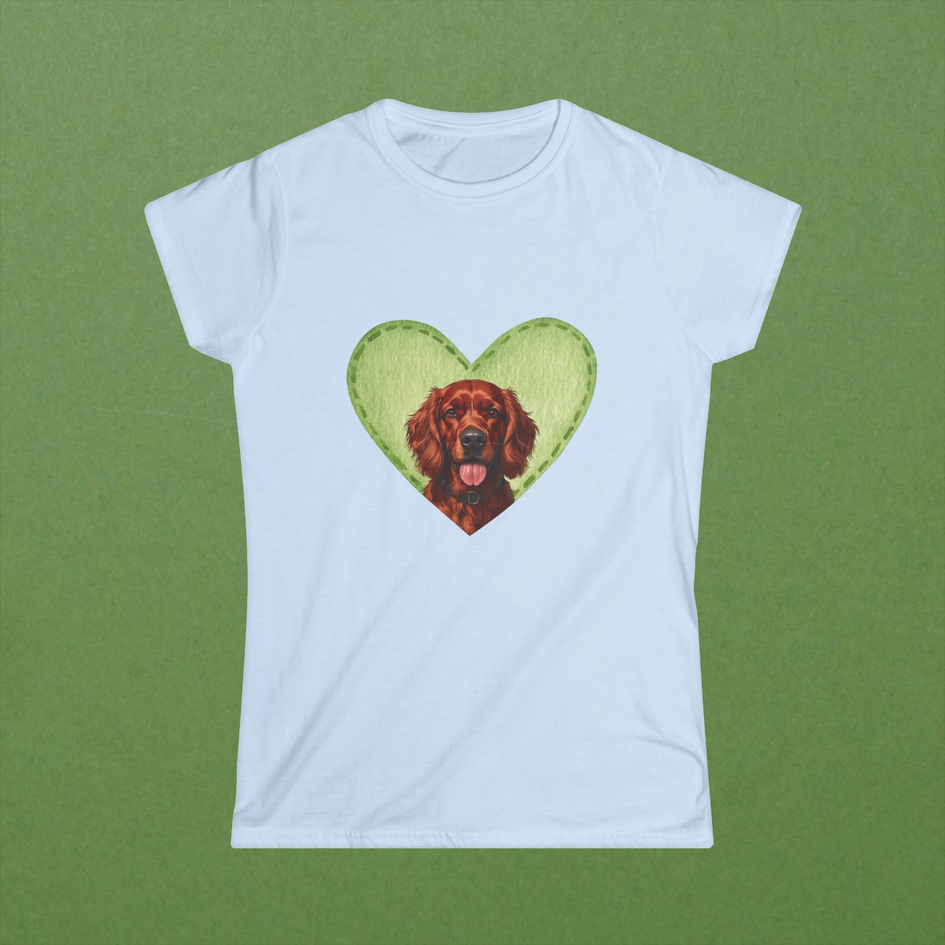Irish Setter Green Felt Heart Tee