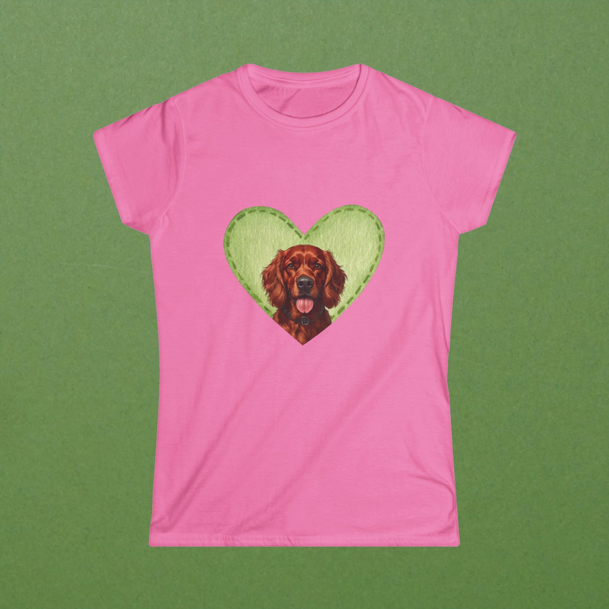 Irish Setter Green Felt Heart Tee