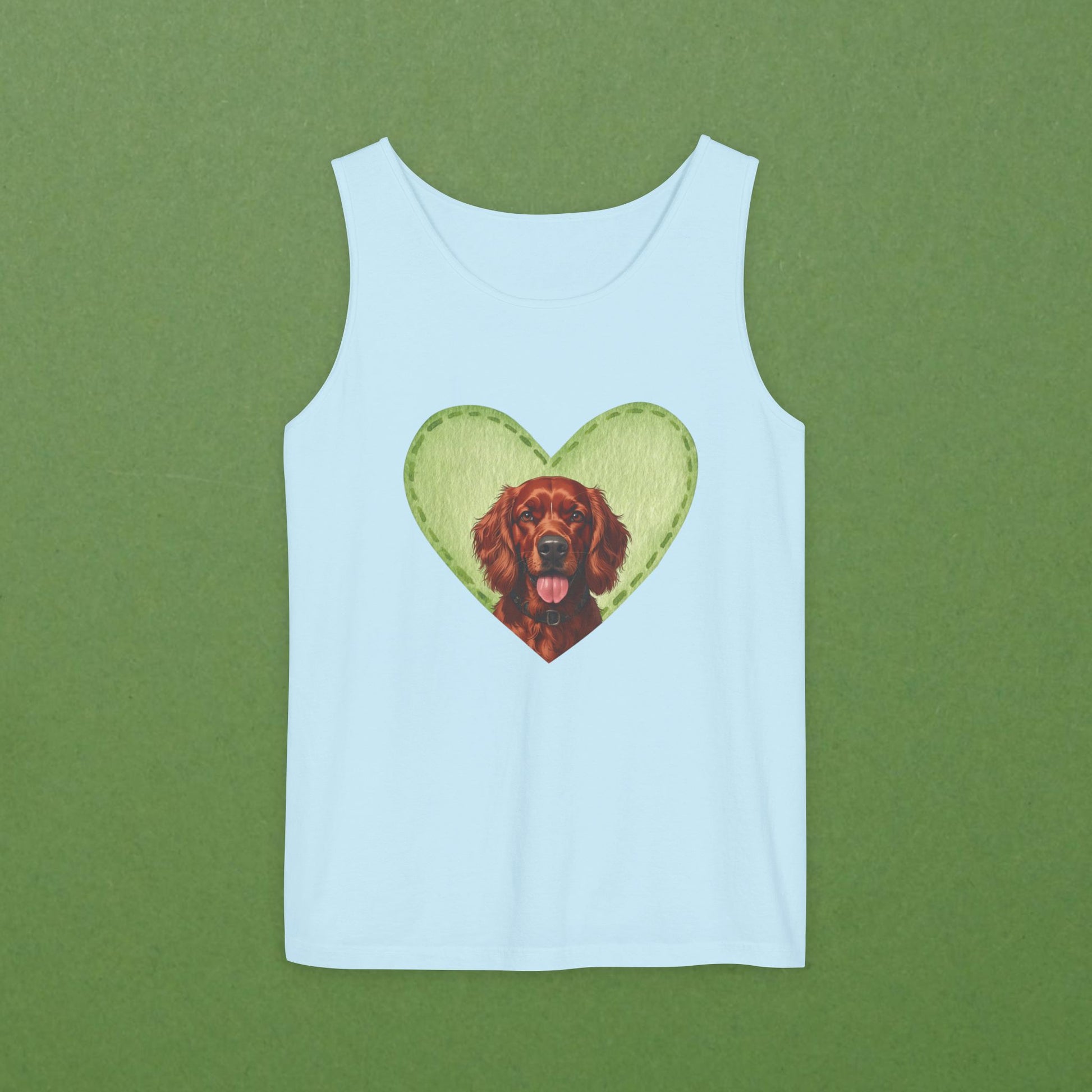 Irish Setter Green Felt Heart Unisex Tank
