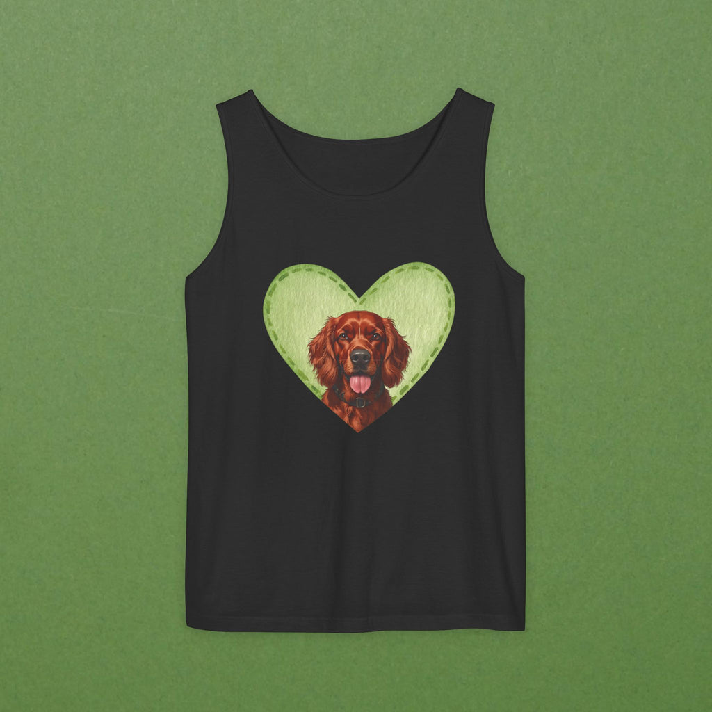 Irish Setter Green Felt Heart Unisex Tank