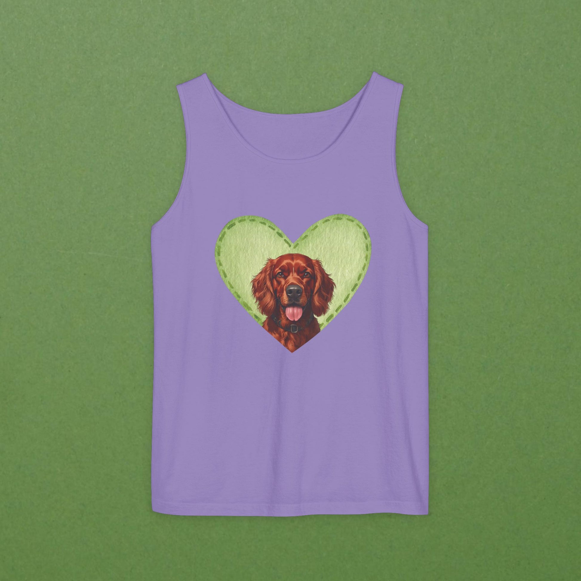 Irish Setter Green Felt Heart Unisex Tank