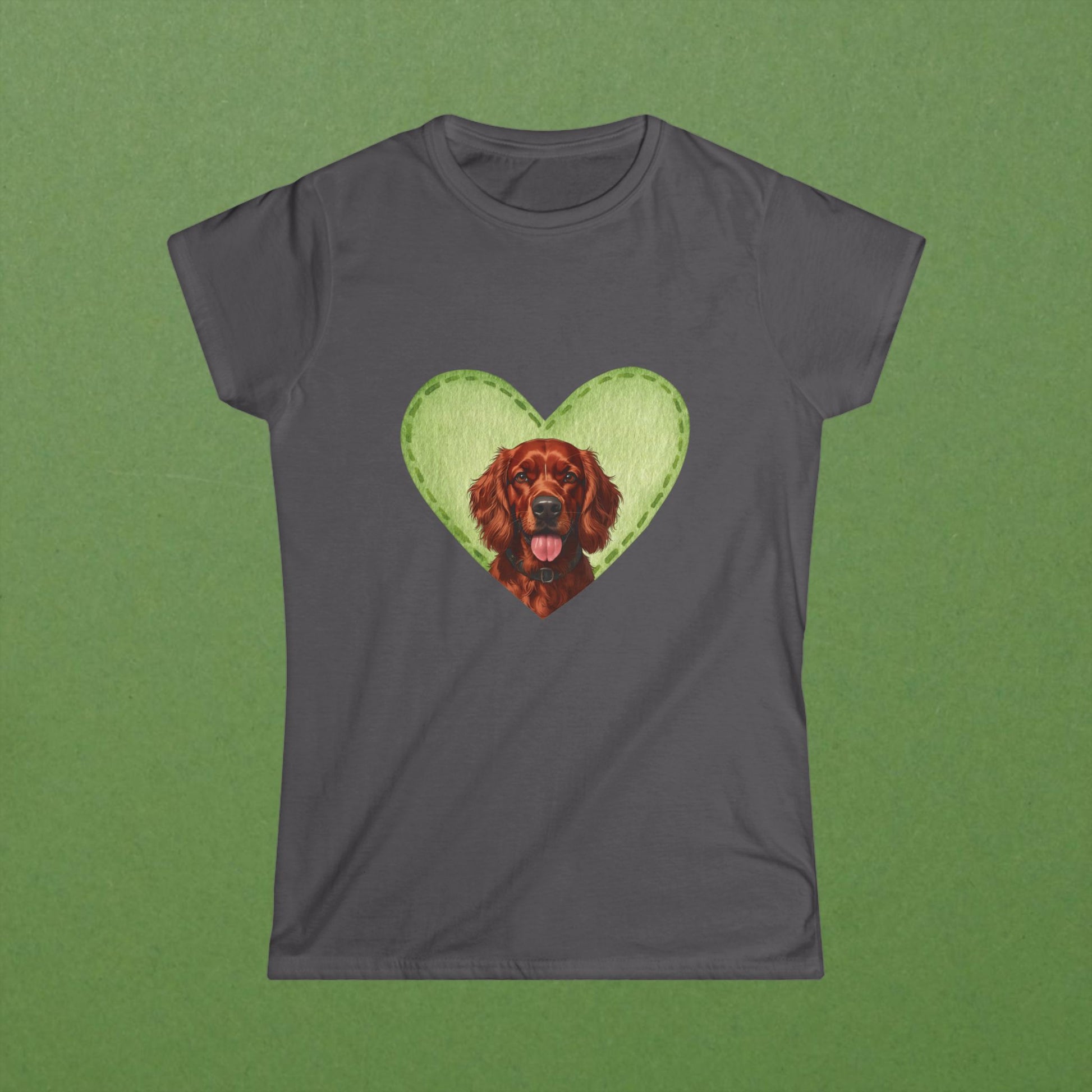 Irish Setter Green Felt Heart Tee