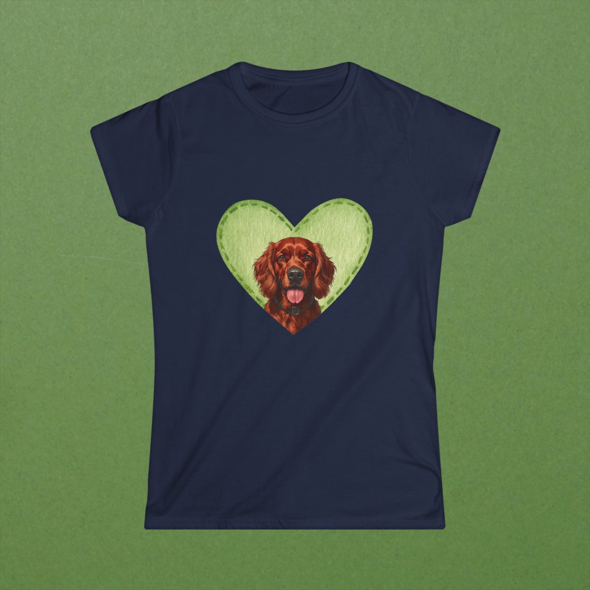 Irish Setter Green Felt Heart Tee