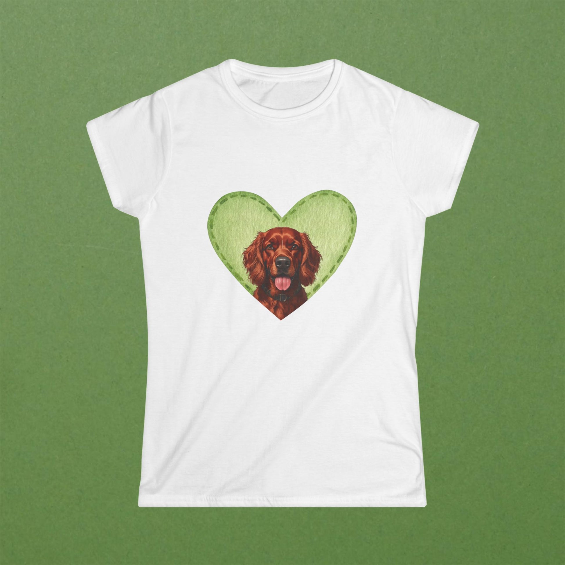 Irish Setter Green Felt Heart Tee